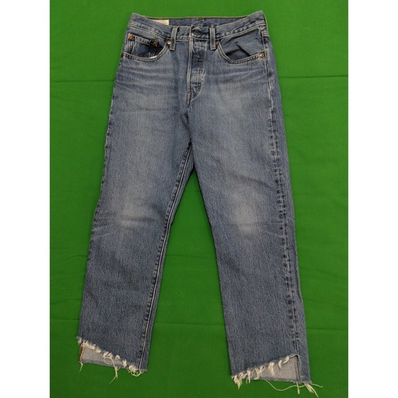 Levi's Denim - Levi's Premium 501 Jeans Womens 26 x 26 Blue Big E Straight Raw Hem Button Fly